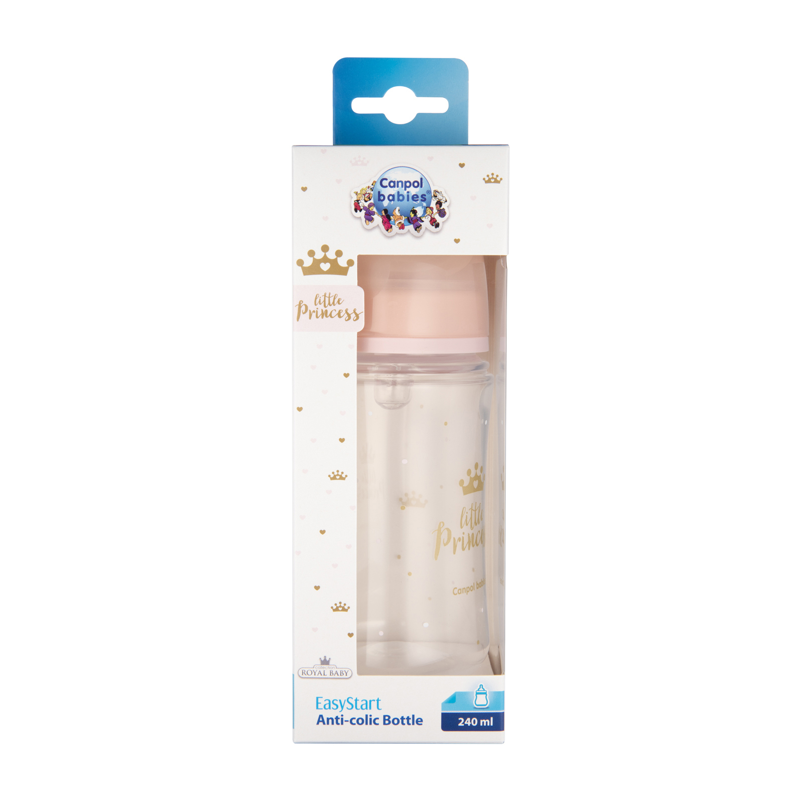 Бутылочка для кормления Canpol babies Royal Baby с широким отверстием 240 мл Розовая (35/234_pin) изображение 2