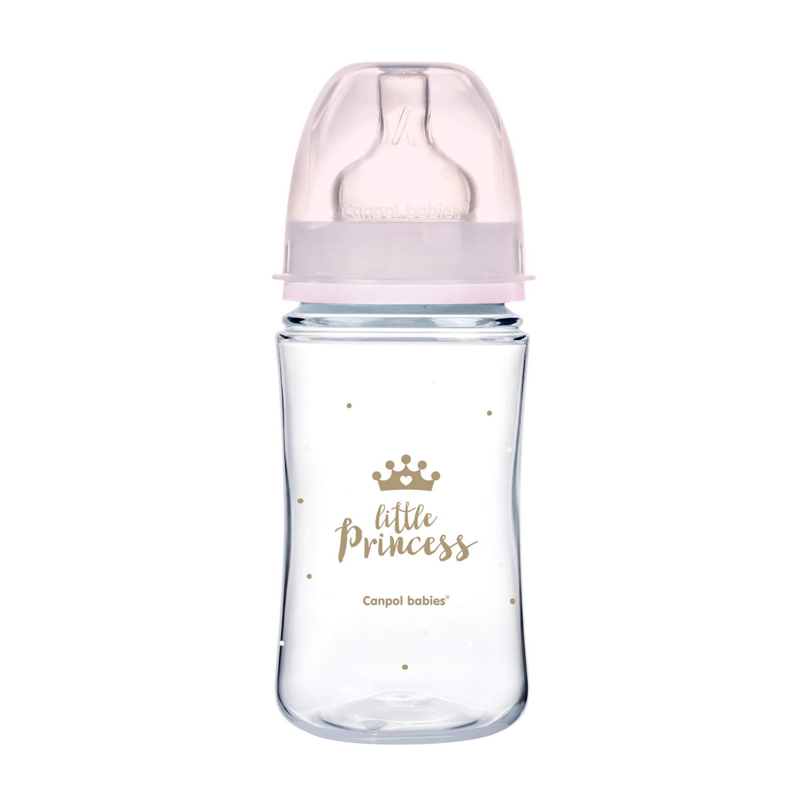 Бутылочка для кормления Canpol babies Royal Baby с широким отверстием 240 мл Розовая (35/234_pin)