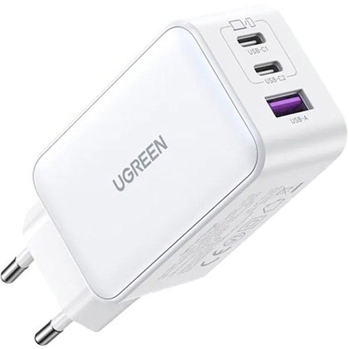 Зарядное устройство Ugreen USB-A+2*USB-C 65W GaN Tech Fast White (CD224/15334)