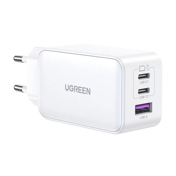 Зарядное устройство Ugreen USB-A+2*USB-C 65W GaN Tech Fast White (CD224/15334) изображение 2