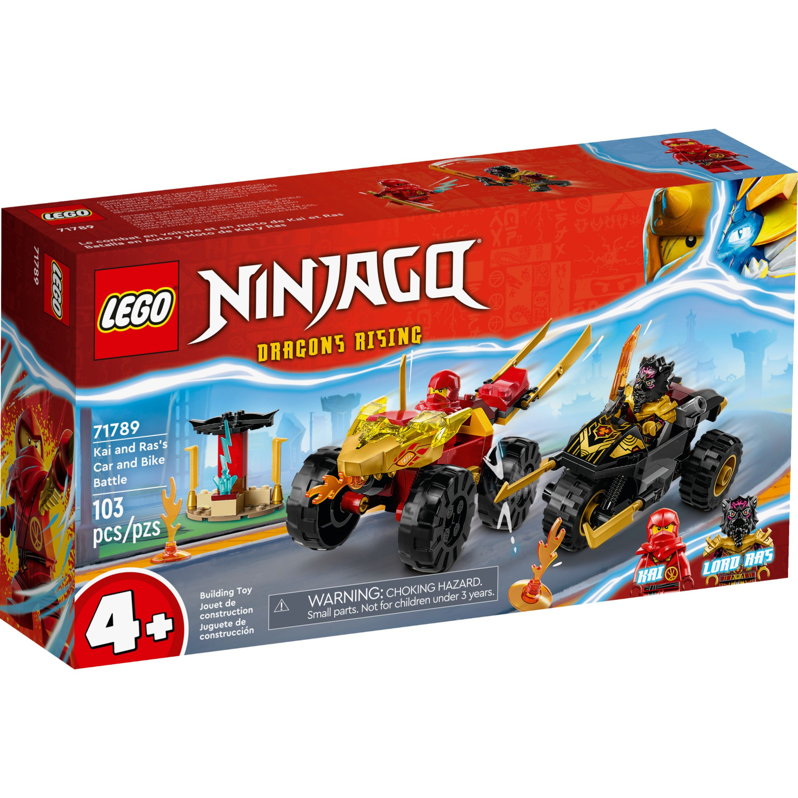 Конструктор LEGO Ninjago Автомобильная и байковая битва Кая и Раса 103 деталей (71789)