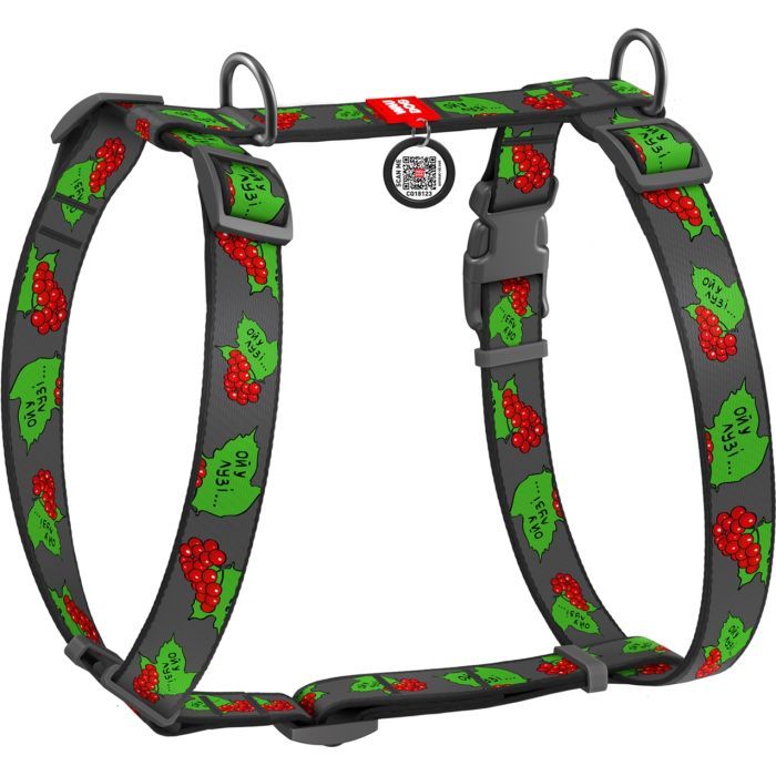 Шлей для собак WAUDOG Nylon с QR паспортом анатомическая H-образная "Калина" L (5160-0228)