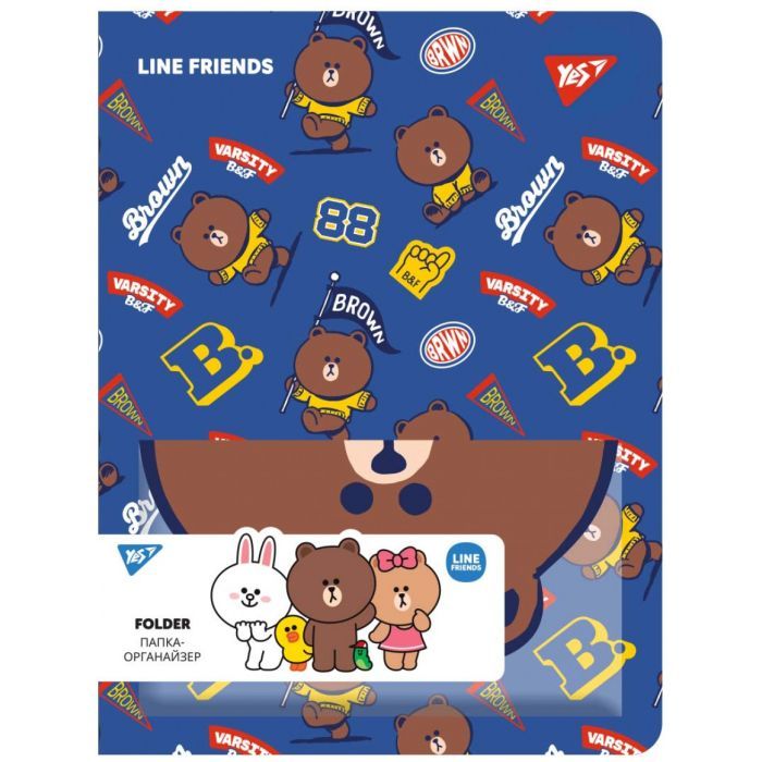 Папка с файлами Yes А4 с 20 файлами Line Friends. Brown с карманом (492109) изображение 2