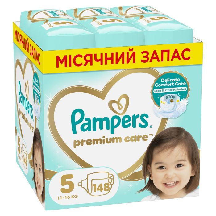 Подгузники Pampers Premium Care Розмір 5 (11-16 кг) 148 шт (8006540855973)