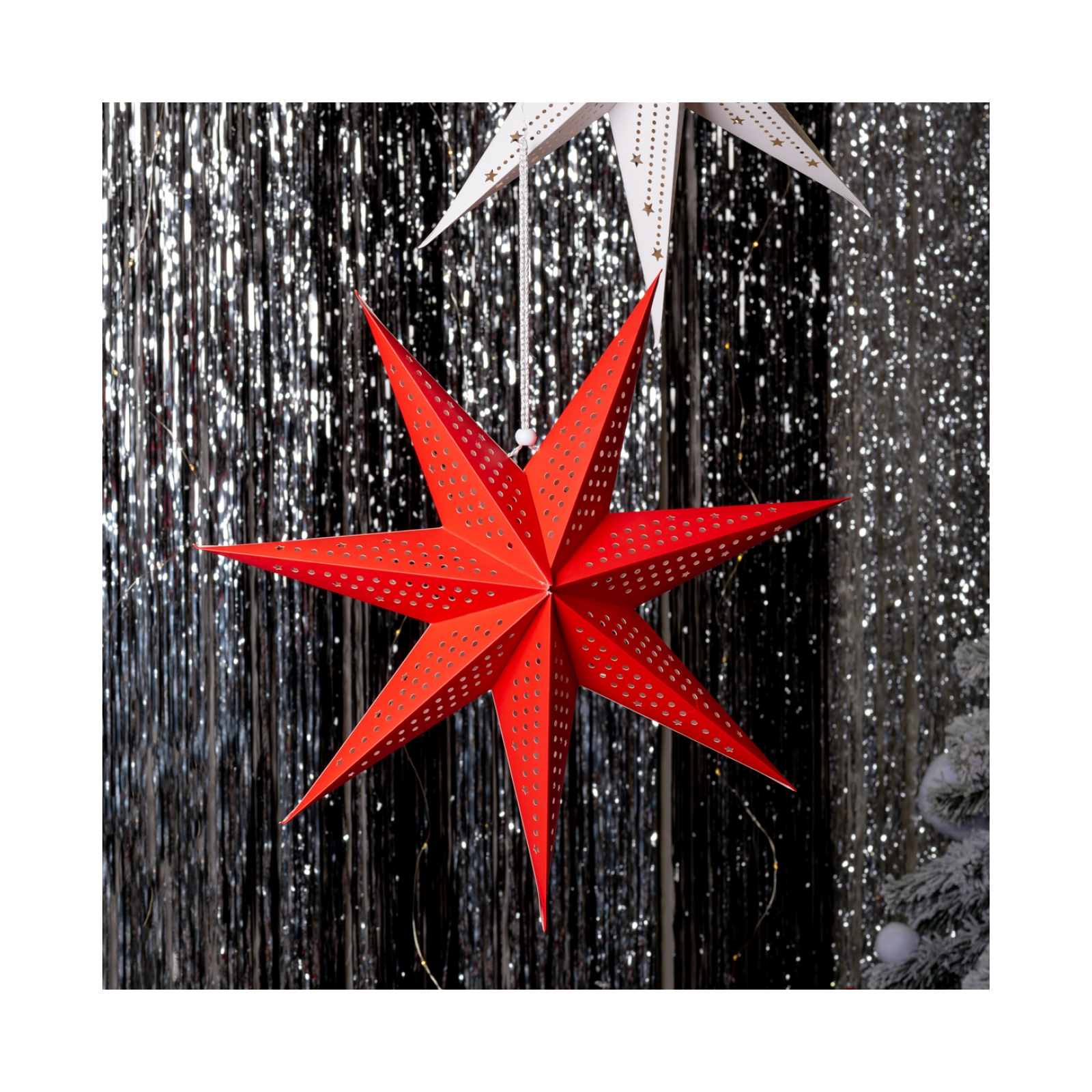 Елочная игрушка Novogod`ko Звезда бумажная 3D, красная, 45 см, LED (974219) изображение 2