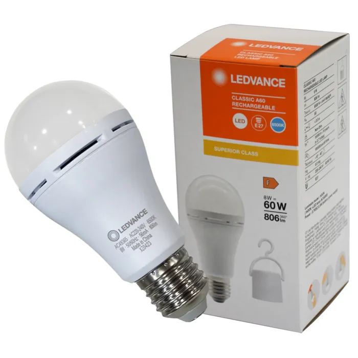 Лампочка LEDVANCE акумуляторна A60 8W 806Lm 6500К E27 (4099854102431) зображення 3