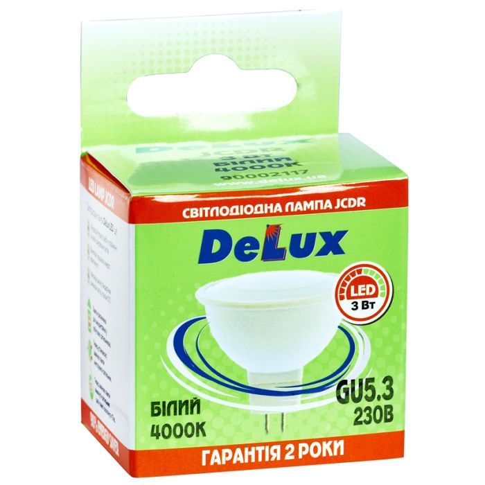 Лампочка Delux JCDR 3Вт 4000K 220В GU5.3 (90020566) изображение 2