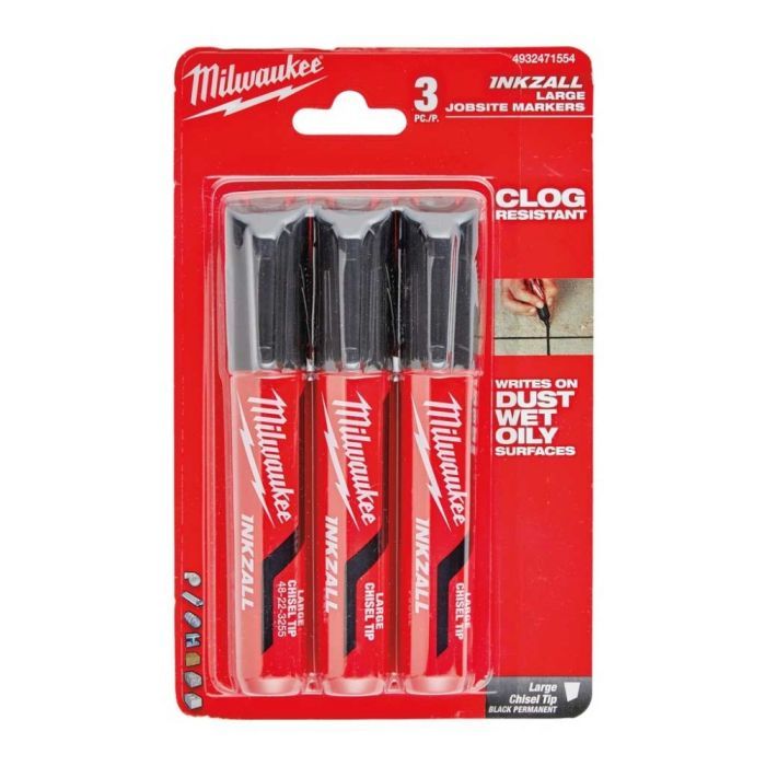 Маркер Milwaukee для стройплощадки INKZALL, крупный (L), черный, 3шт (4932471554) изображение 4