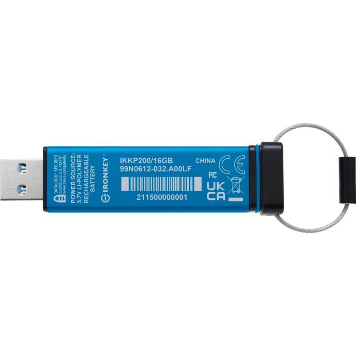USB флеш накопитель Kingston 16GB IronKey Keypad 200 Blue USB 3.2 (IKKP200/16GB) изображение 3