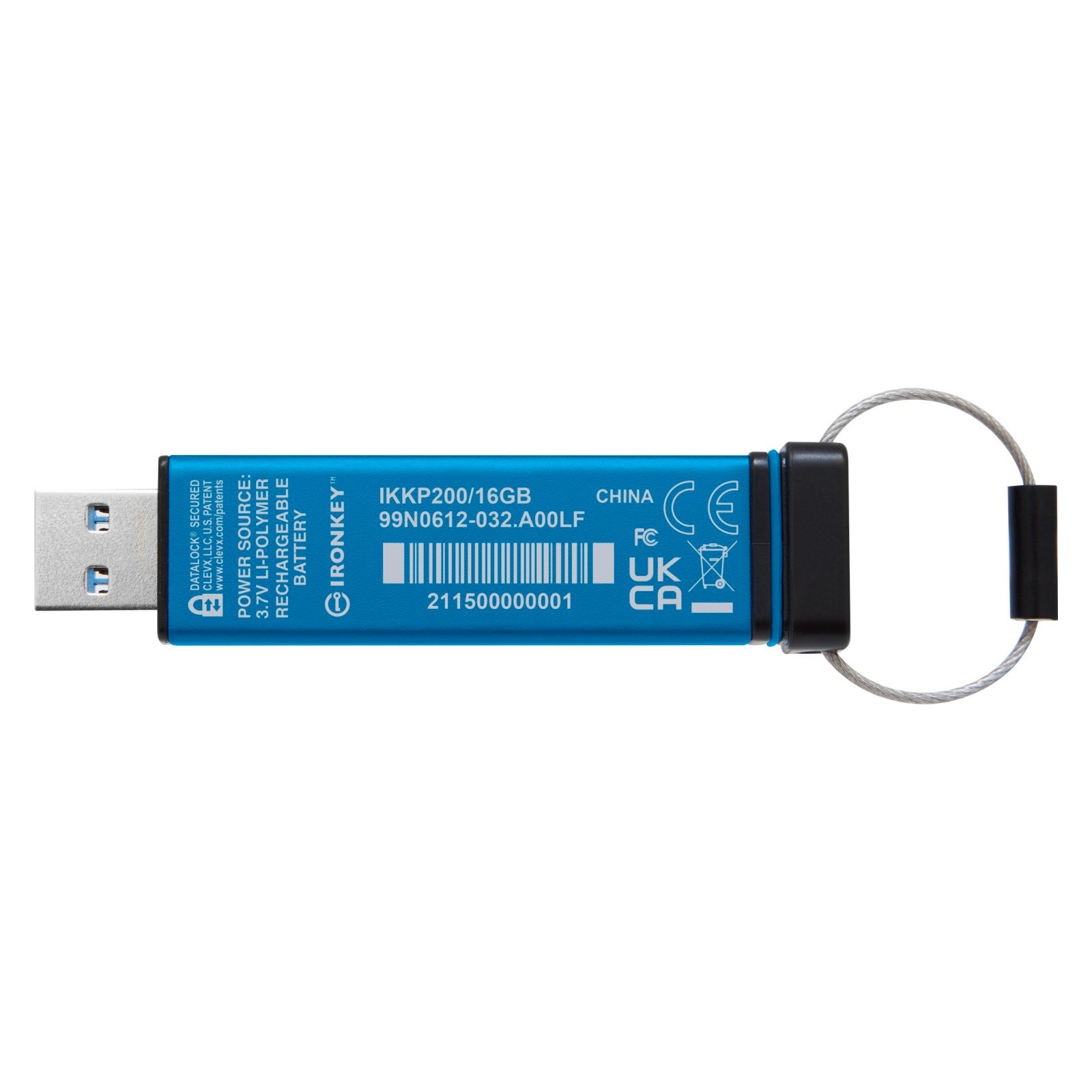 USB флеш накопичувач Kingston 16GB IronKey Keypad 200 Blue USB 3.2 (IKKP200/16GB) зображення 3