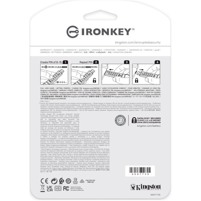 USB флеш накопитель Kingston 16GB IronKey Keypad 200 Blue USB 3.2 (IKKP200/16GB) изображение 7