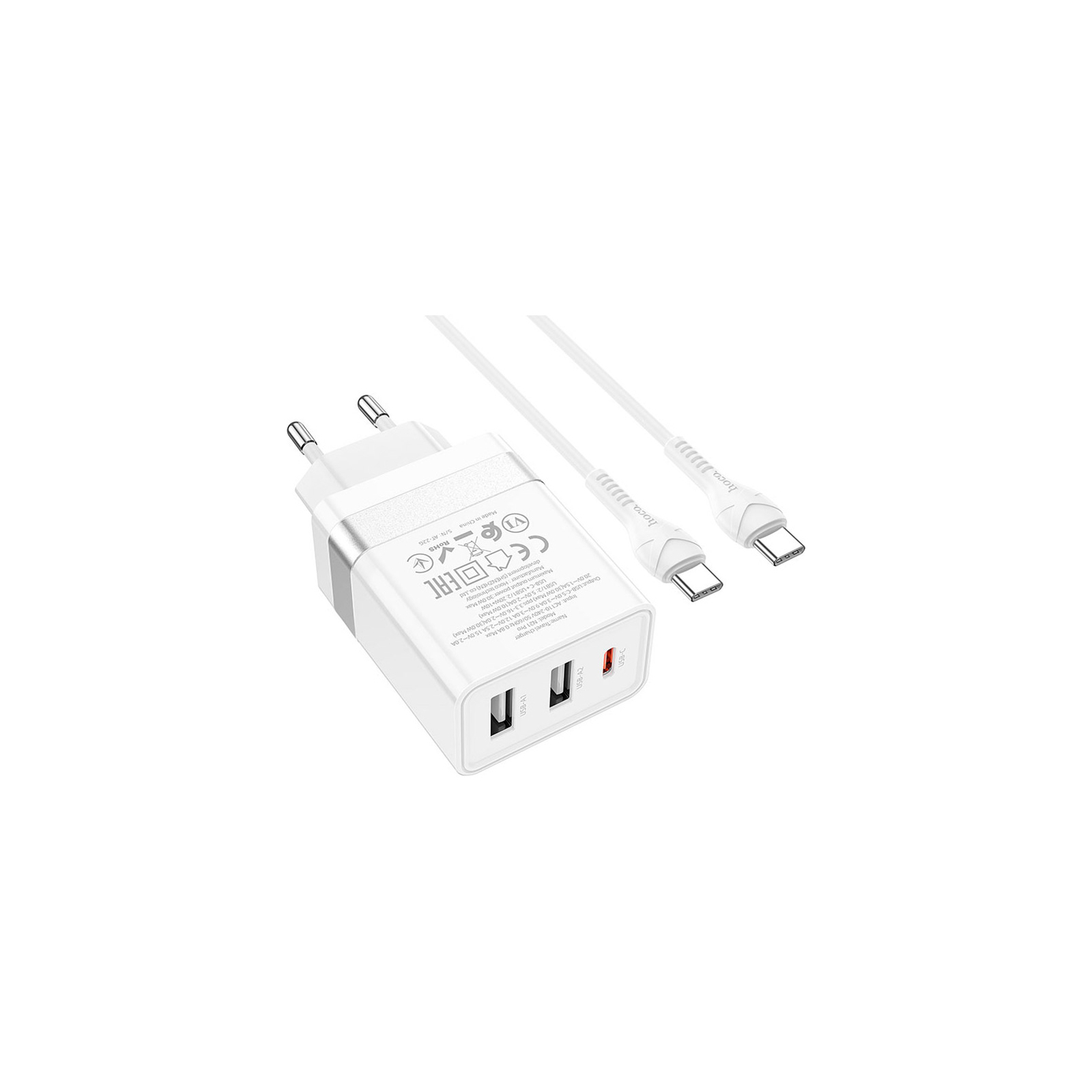 Зарядний пристрій HOCO N21 Pro charger set (C to C) White (6931474778802) зображення 6