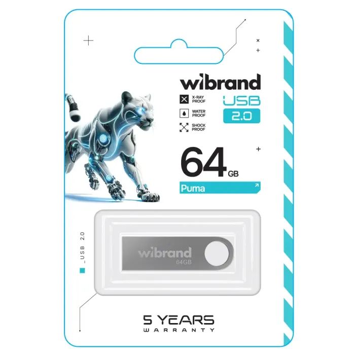 USB флеш накопитель Wibrand 16GB Puma Silver USB 2.0 (WI2.0/PU16U1S) изображение 2