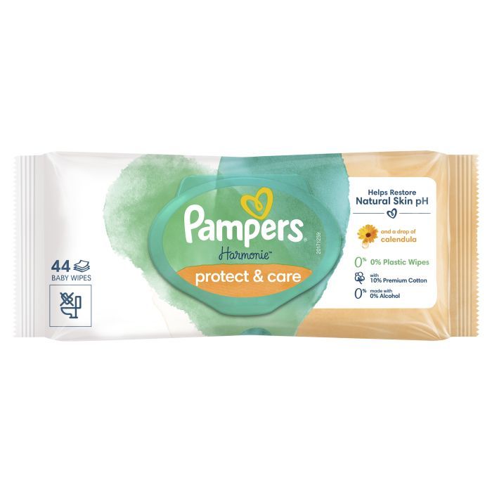 Дитячі вологі серветки Pampers Harmonie Protect&Care з календулою 44 шт (8700216250641) зображення 2