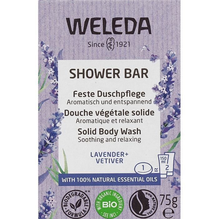 Твердое мыло Weleda Арома-бар для душа Лаванда и Ветивер 75 г (4001638529969)