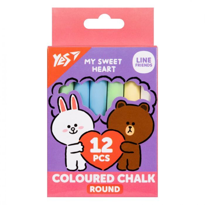 Мел Yes цветной Line Friends 12 шт круглый (400516)