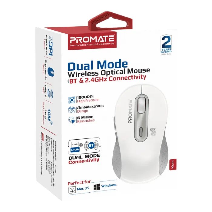 Мышка Promate Ken Wireless/Bluetooth Black (ken.black) изображение 2