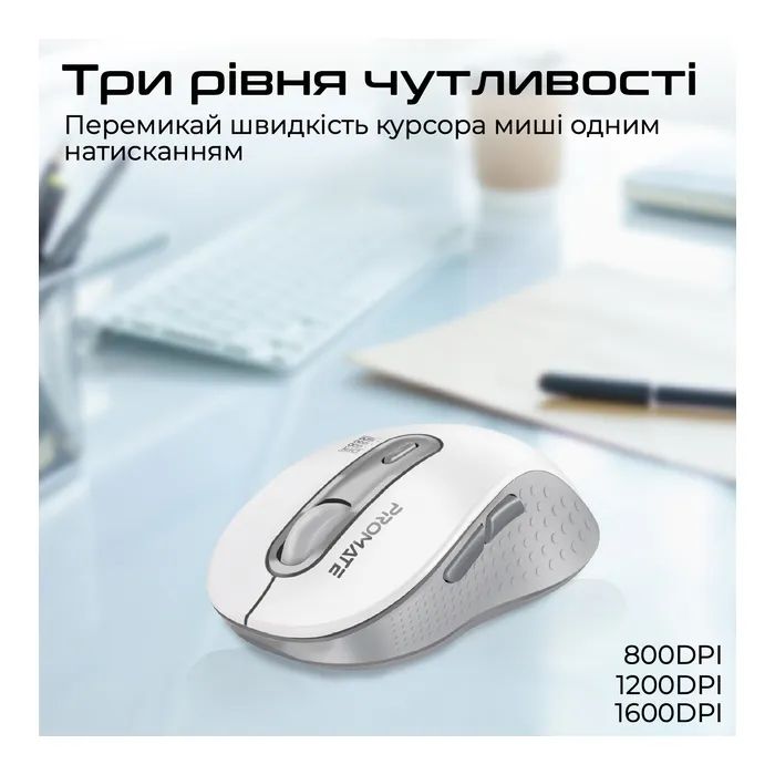 Мышка Promate Ken Wireless/Bluetooth Black (ken.black) изображение 3
