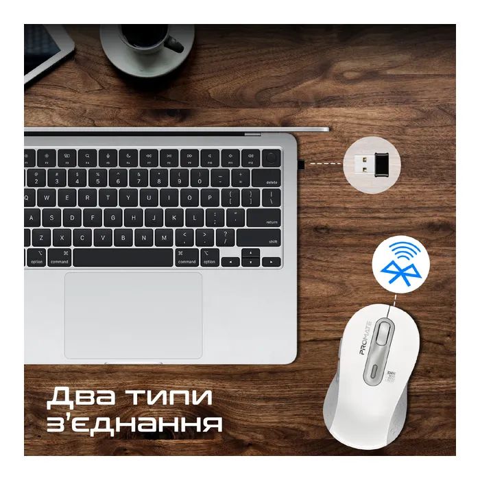 Мышка Promate Ken Wireless/Bluetooth Black (ken.black) изображение 4