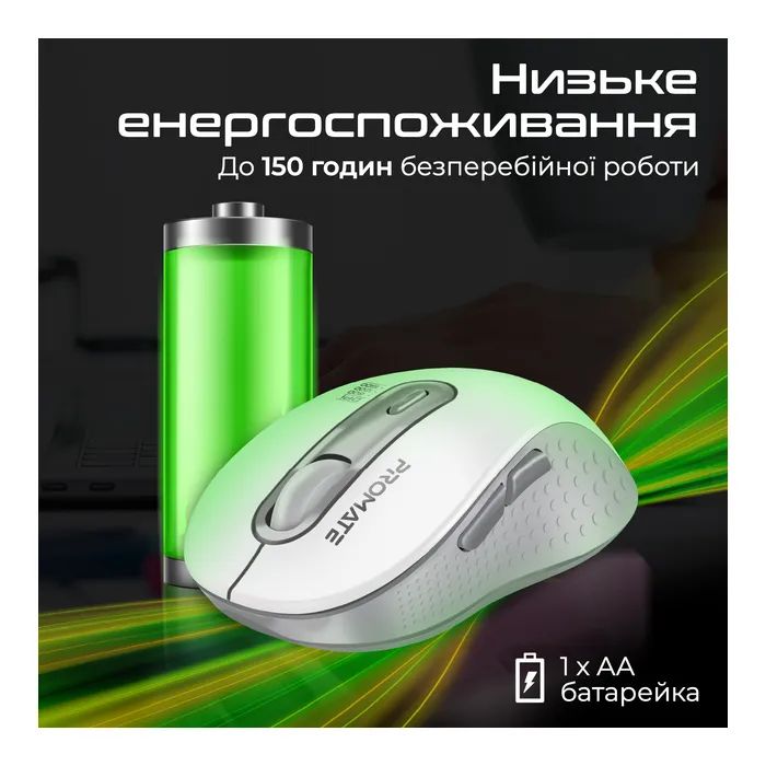 Мышка Promate Ken Wireless/Bluetooth Black (ken.black) изображение 6