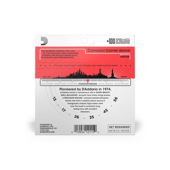 Струны для гитары D'Addario Phosphor Bronze Medium (13-56) (EJ17) изображение 3