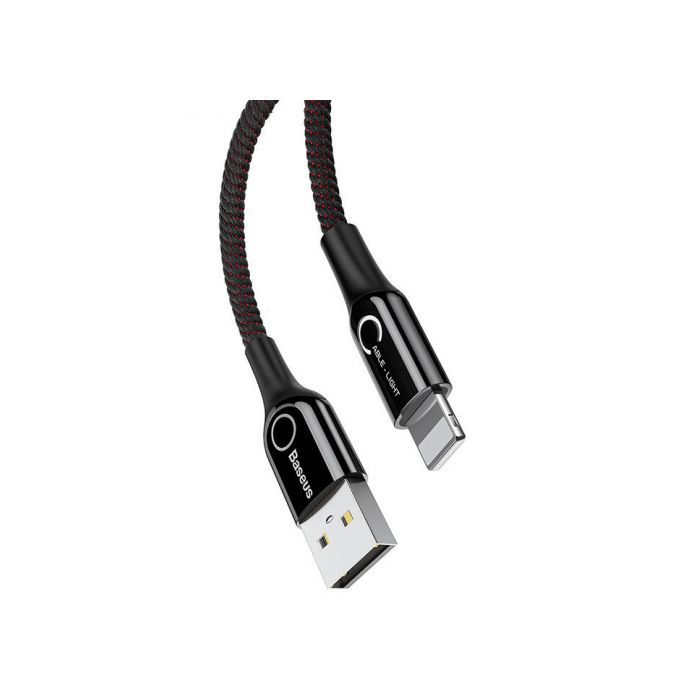 Дата кабель USB 2.0 AM to Lightning 1.0m 2A C-shaped Black Baseus (CALCD-01) изображение 4