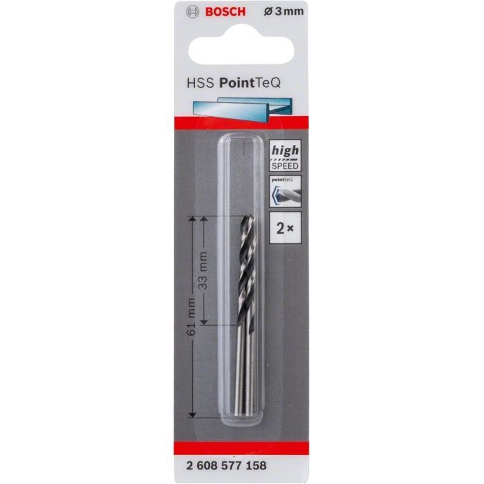 Свердло Bosch по металу HSS-PointTeQ, 3х33х61мм, 2шт (2.608.577.158) зображення 2