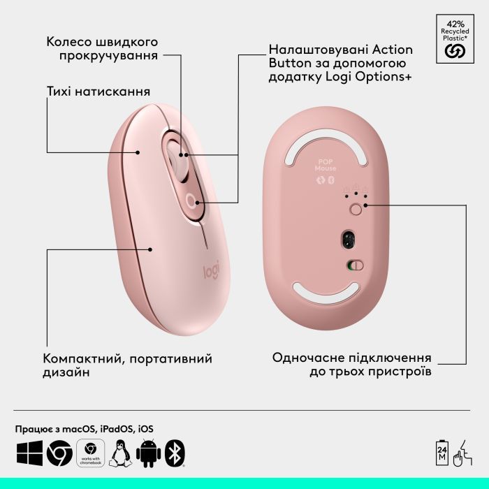 Комплект Logitech POP Icon Combo Bluetooth UA Off-White (920-013141) изображение 7