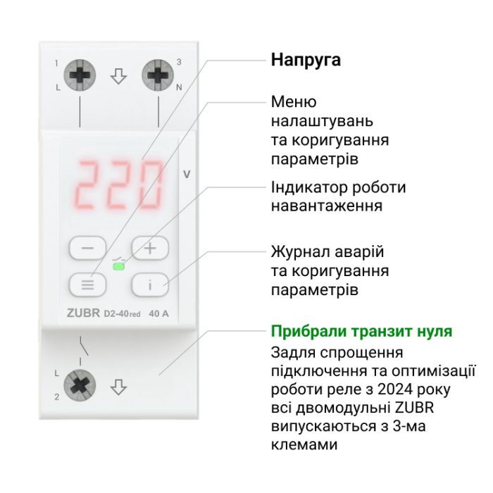 Реле напряжения ZUBR D2-32 red (4820120222665) изображение 3