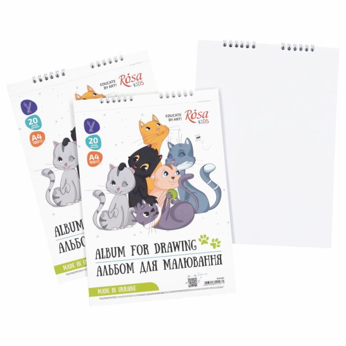 Альбом для малювання Rosa Kids на спіралі Cats Friendship А4 20 аркушів (4823098542971) зображення 2