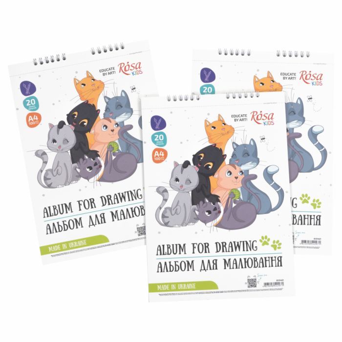 Альбом для малювання Rosa Kids на спіралі Cats Friendship А4 20 аркушів (4823098542971) зображення 3