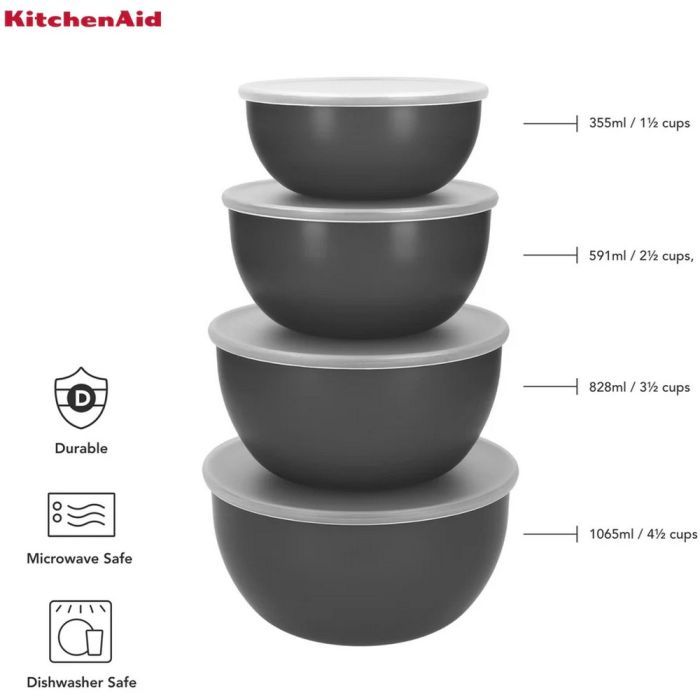 Миска KitchenAid Coreline, набір 4 шт, з кришкою, сірий (KQG176OSCGG) зображення 5