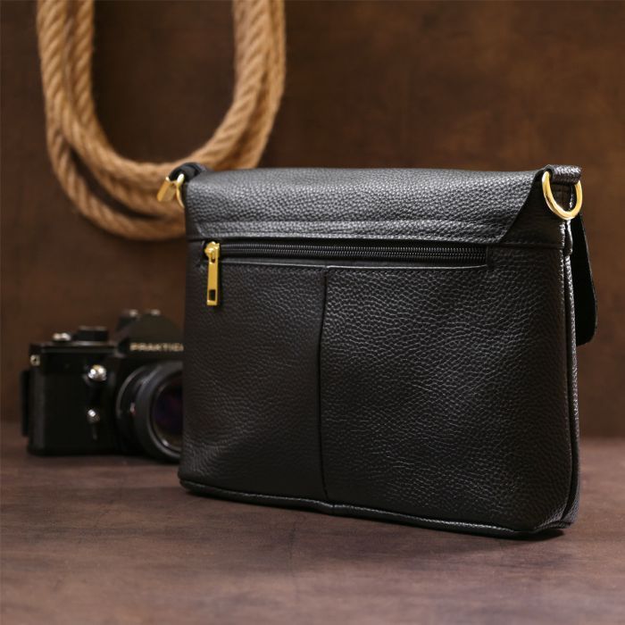 Сумка Vintage Шкіряна жіноча Чорна (20685) зображення 10