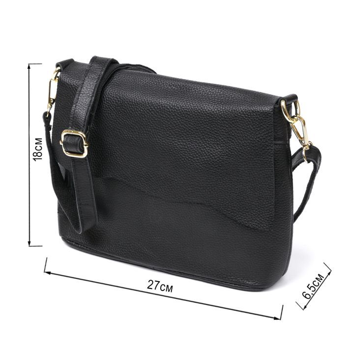 Сумка Vintage Шкіряна жіноча Чорна (20685) зображення 3