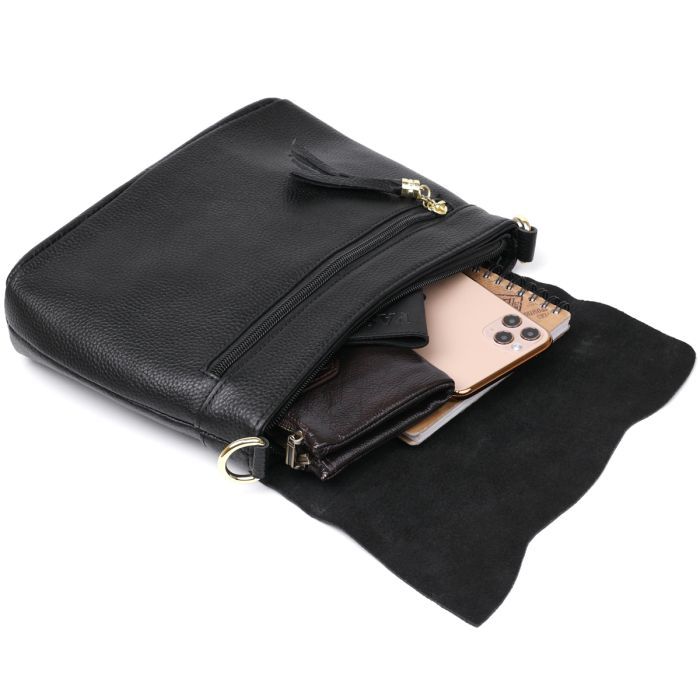 Сумка Vintage Шкіряна жіноча Чорна (20685) зображення 8