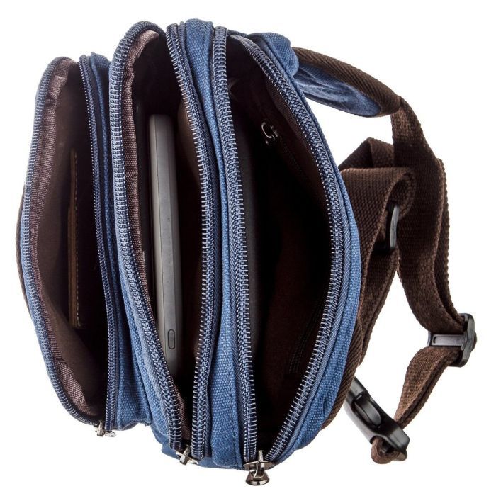 Сумка Vintage Бананка текстильная на пояс Синяя (20158) изображение 6