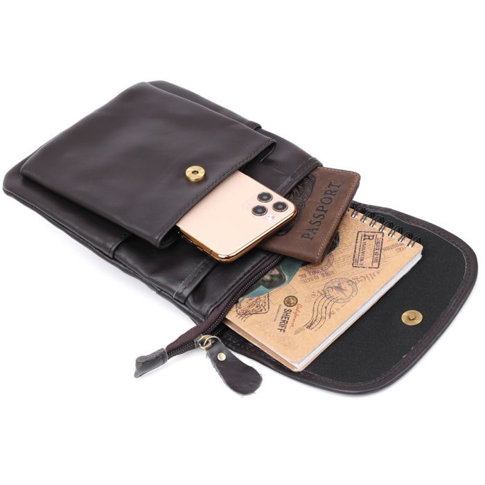 Сумка Vintage Кожаная через плечо Коричневая (20468) изображение 6