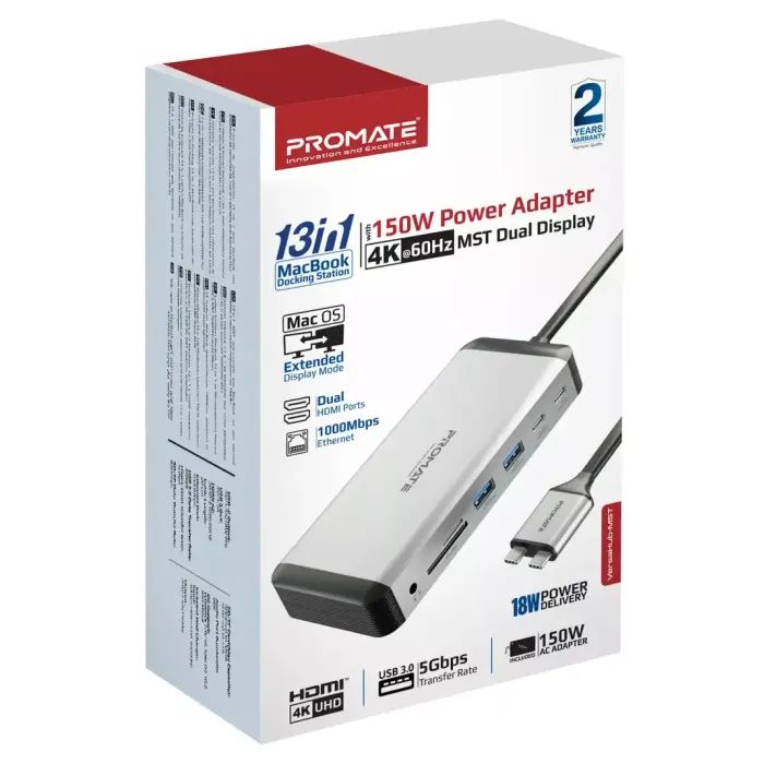 Концентратор Promate USB Hub 13 ports versahub-mst.grey (versahub-mst.grey) зображення 2