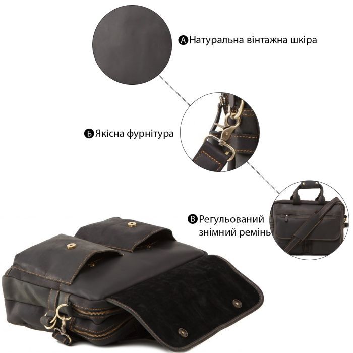 Сумка Vintage Из винтажной кожи Коричневая (14571) изображение 4