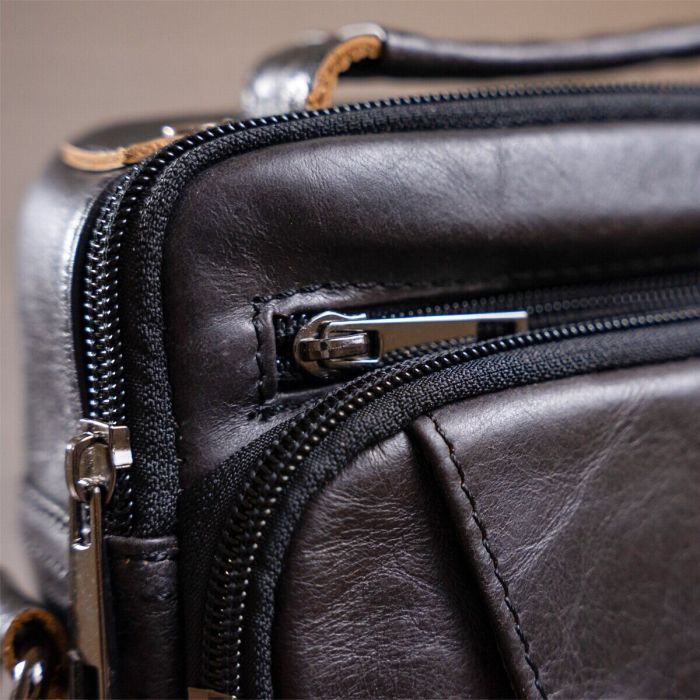 Сумка Vintage Из плотной кожи Черная (14995) изображение 11