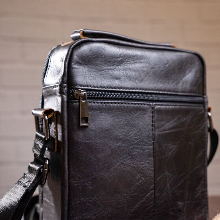 Сумка Vintage Из плотной кожи Черная (14995) изображение 8