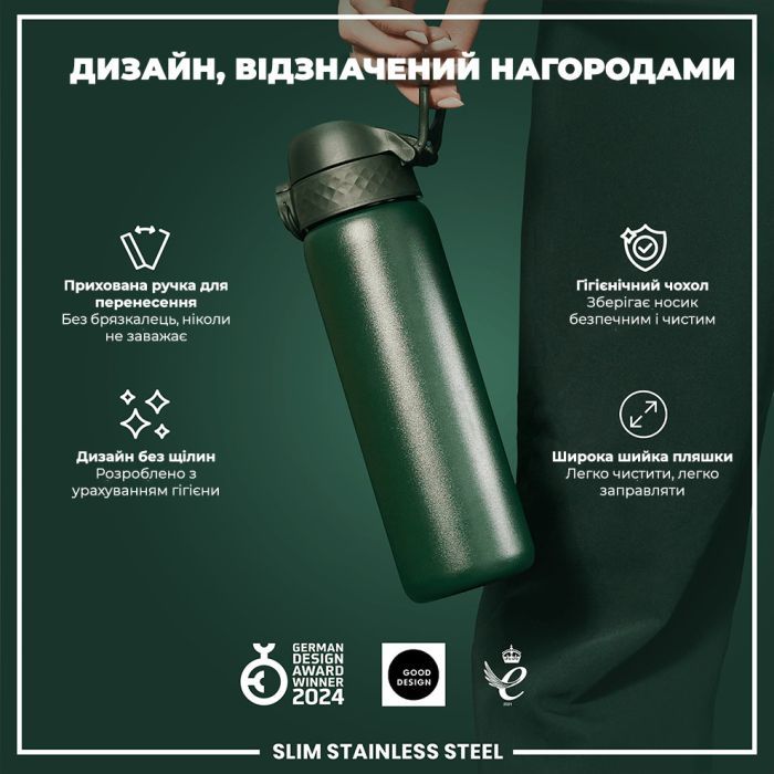Пляшка для води ION8 OneTouch Stainless Steel 600 мл Blue (I8SS600BLU) зображення 4