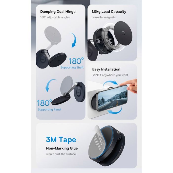 Универсальный автодержатель Baseus MagPro Magnetic Foldable Phone Mount Cluster Black (B10564101121-00) изображение 8