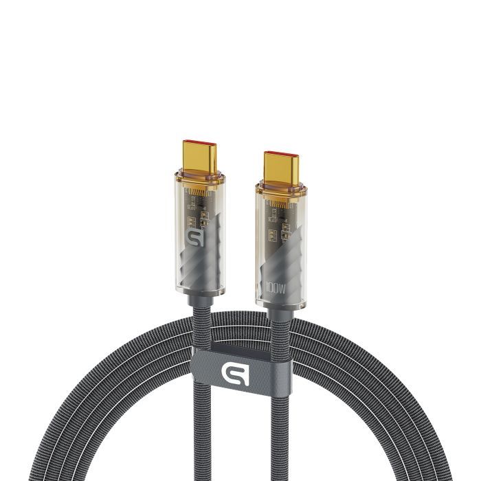 Дата кабель USB-C to USB-C 1.0m transparent 100W grey Armorstandart (ARM75871)