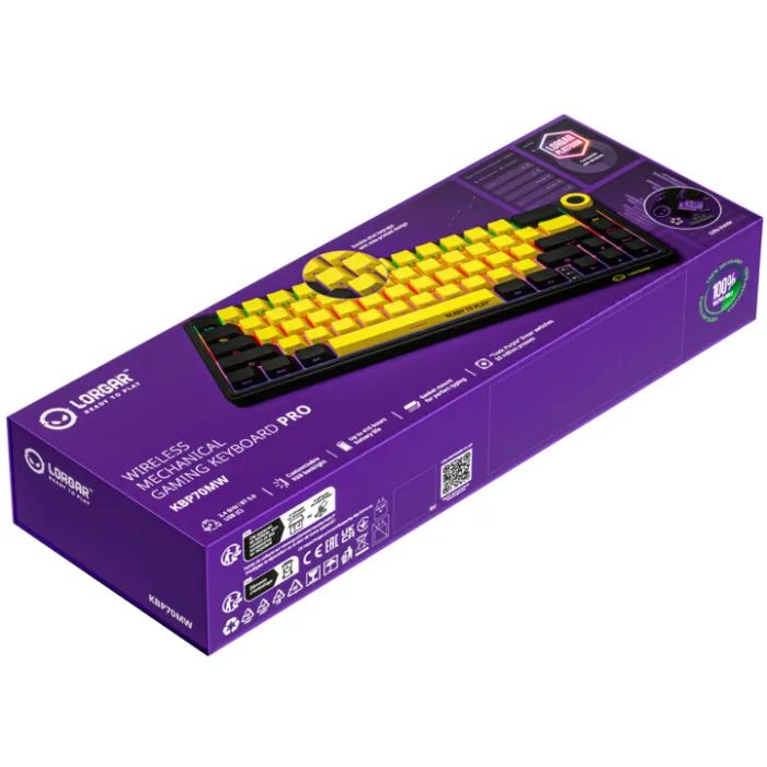 Клавиатура Lorgar KBP70MW Pro RGB Wireless/Bluetooth/USB UA Black/yellow (LRG-KBP70MW-YL-US) изображение 11