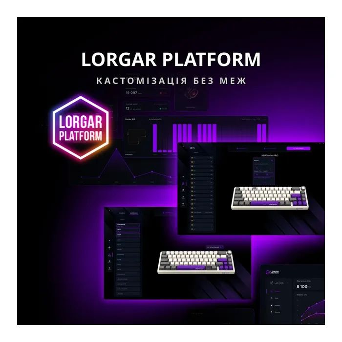 Клавиатура Lorgar KBP70MW Pro RGB Wireless/Bluetooth/USB UA White (LRG-KBP70MW-WH-US) изображение 7