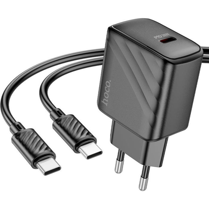 Зарядное устройство HOCO CS22A Value USB-C PD30W + cable USB-C to USB-C Black (6942007609937)