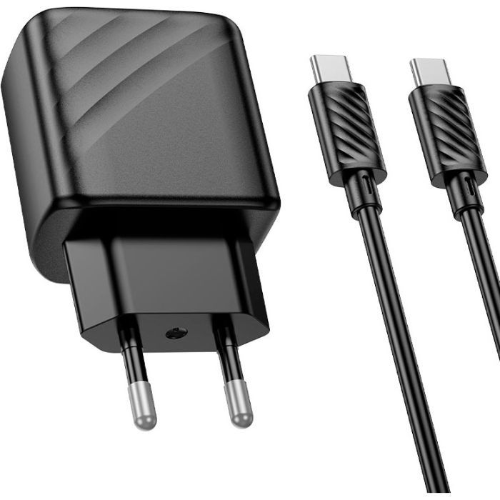 Зарядное устройство HOCO CS22A Value USB-C PD30W + cable USB-C to USB-C Black (6942007609937) изображение 2