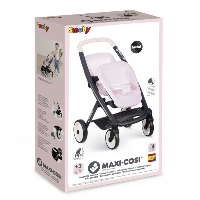 Коляска для ляльок Smoby для двійнят Maxi-Cosi Рожева перлина, 54 х 38, 5 х 64 см, 3+ (7600253221) зображення 2