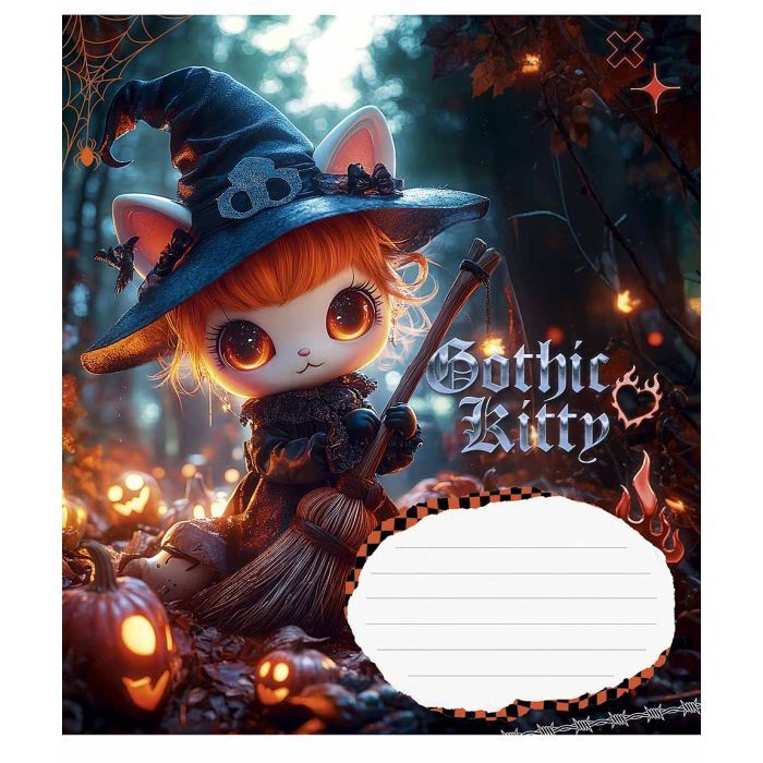 Зошит Школярик Gothic cats 18 аркушів клітинка (018-3531K) зображення 5